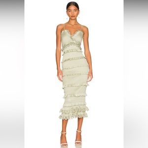 V. Chapman Light Green Layered Midi Dress